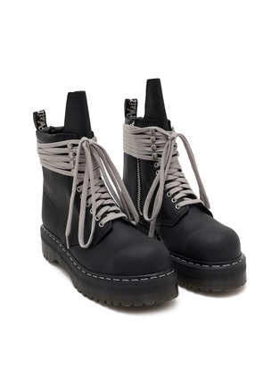 Detail View - Click To Enlarge - RICK OWENS  - X Dr. Martens Quad Sole Steel Toe Leather Boots
