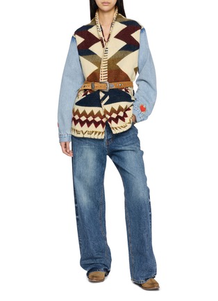 Figure View - Click To Enlarge - MAISON BADIGO - Aztec Body Light Wash Denim Jacket