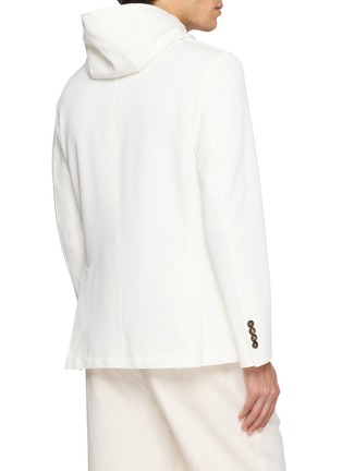 Back View - Click To Enlarge - ELEVENTY - Detachable Hooded Bib Piqué Blazer