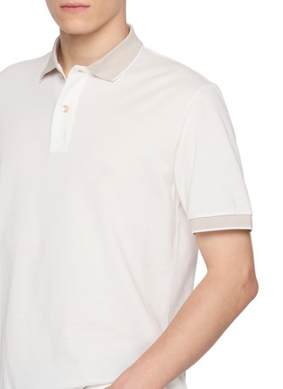  - ELEVENTY - Contrast Trim Cotton Piqué Polo Shirt