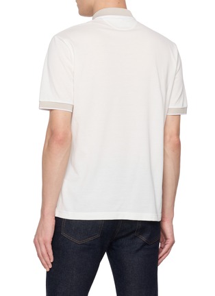 Back View - Click To Enlarge - ELEVENTY - Contrast Trim Cotton Piqué Polo Shirt