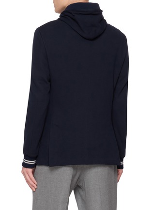 Back View - Click To Enlarge - ELEVENTY - Detachable Hooded Bib Cotton Blazer