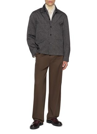 Figure View - Click To Enlarge - LEMAIRE - Diagonal Printed Cotton Workwear Overshirt