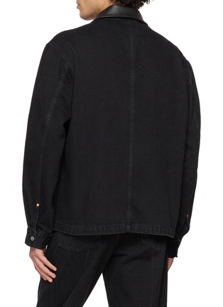 Back View - Click To Enlarge - LEMAIRE - Leather Collar Selvedge Denim Workwear Overshirt