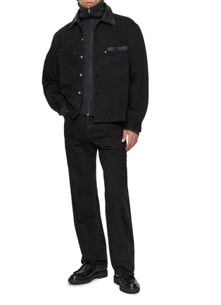 Figure View - Click To Enlarge - LEMAIRE - Leather Collar Selvedge Denim Workwear Overshirt
