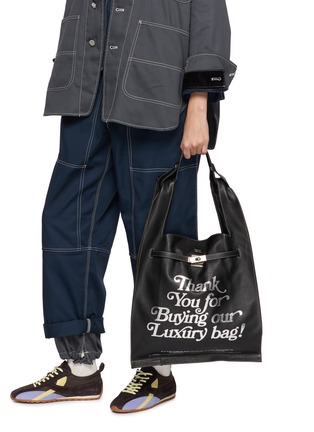 Front View - Click To Enlarge - BEAUTIFUL PEOPLE - XL Printed Shrink Leather Market Bag