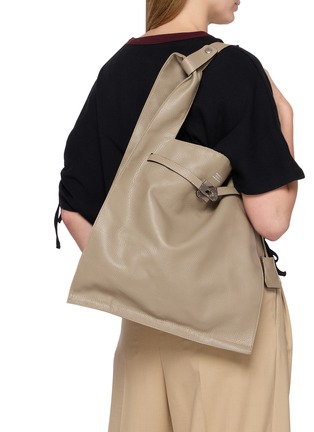 Front View - Click To Enlarge - BEAUTIFUL PEOPLE - Extra Large Bandage Handle Shrink Leather Market Bag