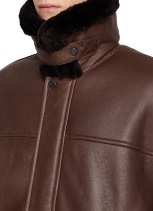  - YVES SALOMON - Beaver Fur Collar Leather Jacket