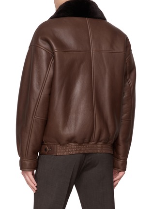 Back View - Click To Enlarge - YVES SALOMON - Beaver Fur Collar Leather Jacket