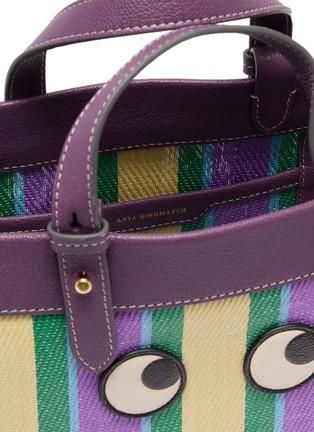 Detail View - Click To Enlarge - ANYA HINDMARCH - E/W Stripes Leather Trim Crossbody Bag