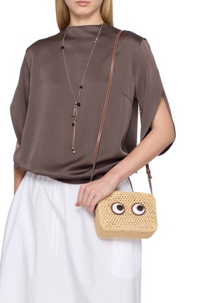 Figure View - Click To Enlarge - ANYA HINDMARCH - Eyes Raffia Crossbody Bag