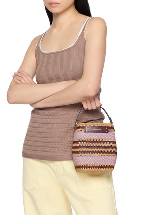 Front View - Click To Enlarge - ANYA HINDMARCH - Striped Raffia Crossbody Bag