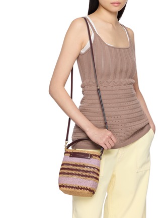 Figure View - Click To Enlarge - ANYA HINDMARCH - Striped Raffia Crossbody Bag