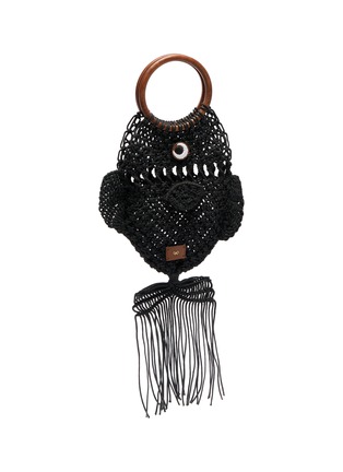 Detail View - Click To Enlarge - ANYA HINDMARCH - Macramé Fish Cotton Leather Clutch Bag