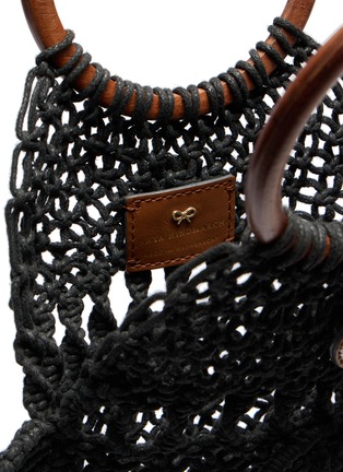 Detail View - Click To Enlarge - ANYA HINDMARCH - Macramé Fish Cotton Leather Clutch Bag
