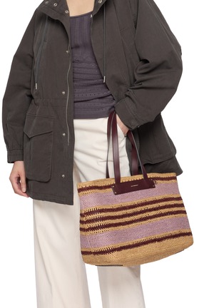 Figure View - Click To Enlarge - ANYA HINDMARCH - Striped Raffia Tote Bag