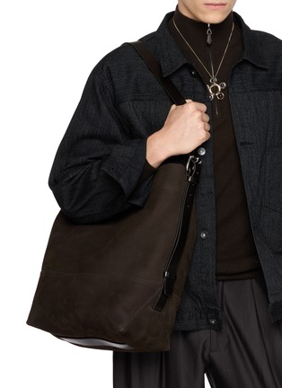 Figure View - Click To Enlarge - LEMAIRE - Belted Suede Leather Tote Bag