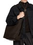 Figure View - Click To Enlarge - LEMAIRE - Belted Suede Leather Tote Bag