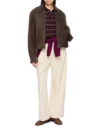 Figure View - Click To Enlarge - TONYWACK - Zip Up Suede Jacket