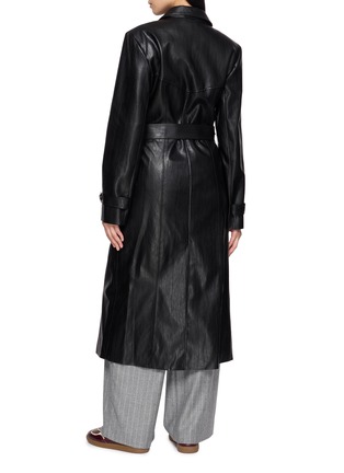 Back View - Click To Enlarge - TONYWACK - Single Breasted Faux Leather Long Coat