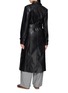 Back View - Click To Enlarge - TONYWACK - Single Breasted Faux Leather Long Coat