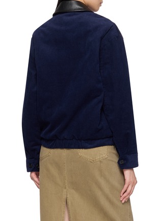 Back View - Click To Enlarge - TONYWACK - Leather Collar Corduroy Bomber Jacket
