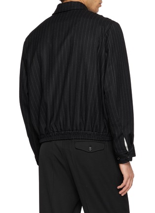 Back View - Click To Enlarge - TAAKK - Embroidered Pinstriped Wool Zip Up Jacket