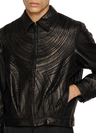  - TAAKK - Embroidered Leather Zip Up Jacket