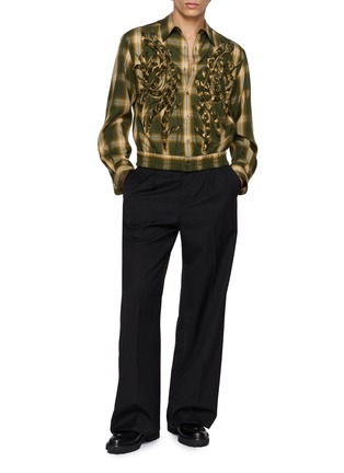 Figure View - Click To Enlarge - TAAKK - Floral-Embroidered Checked Shirt