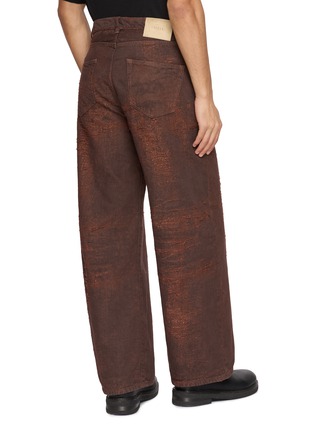 Back View - Click To Enlarge - TAAKK - Dark Wash Jacquard Wide Leg Jeans