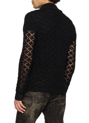 Back View - Click To Enlarge - TAAKK - Semi Sheer Openwork Half Zip Sweater