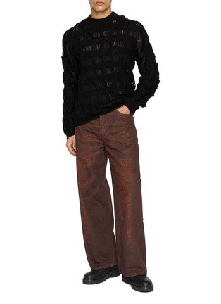 Figure View - Click To Enlarge - TAAKK - Grid Textured Mohair Knit Sweater