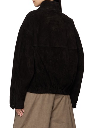 Back View - Click To Enlarge - LE17SEPTEMBRE - Funnel Neck Suede Leather Blouson Jacket