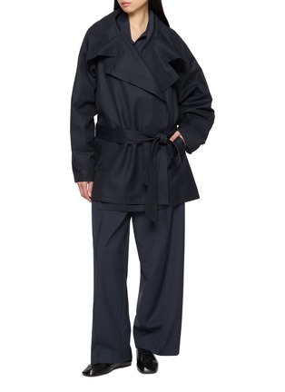 Figure View - Click To Enlarge - LE17SEPTEMBRE - Draped Funnel Neck Cotton Half Trench Coat