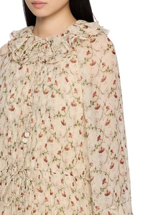  - INTO THE EAST - Hibiscus Vine Print Lace Up Long Dress
