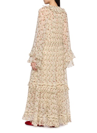 Back View - Click To Enlarge - INTO THE EAST - Hibiscus Vine Print Lace Up Long Dress