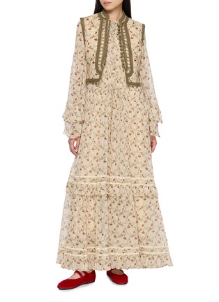 Figure View - Click To Enlarge - INTO THE EAST - Hibiscus Vine Print Lace Up Long Dress