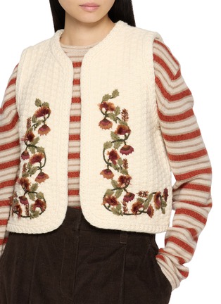  - INTO THE EAST - Hibiscus Vine Hand Embroidered Knit Vest