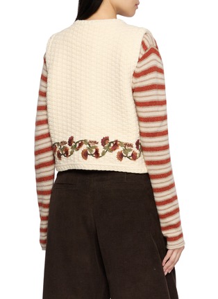 Back View - Click To Enlarge - INTO THE EAST - Hibiscus Vine Hand Embroidered Knit Vest
