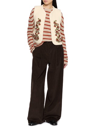 Figure View - Click To Enlarge - INTO THE EAST - Hibiscus Vine Hand Embroidered Knit Vest