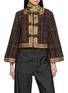 INTO THE EAST Square Neck Frog Fastening Tweed Jacket