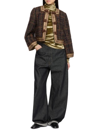 Figure View - Click To Enlarge - INTO THE EAST - Square Neck Frog Fastening Tweed Jacket