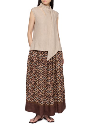 Figure View - Click To Enlarge - INTO THE EAST - Diamond Floral Print Long Skirt