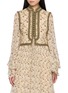 Main View - Click To Enlarge - INTO THE EAST - Hibiscus Wisteria Print Chinese Knot Button Vest