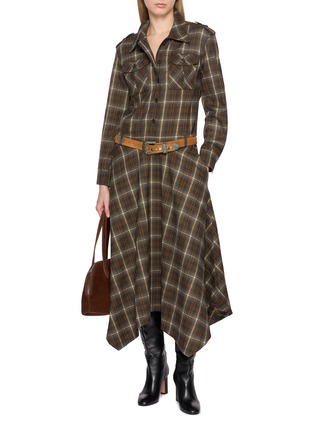 Figure View - Click To Enlarge - TONYWACK - Checked Utility Shirt Dress