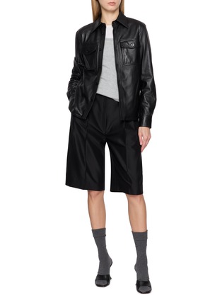 Figure View - Click To Enlarge - TONYWACK - Double Pocket Leather Shirt