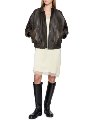 Figure View - Click To Enlarge - TONYWACK - Grained Leather Bomber Jacket
