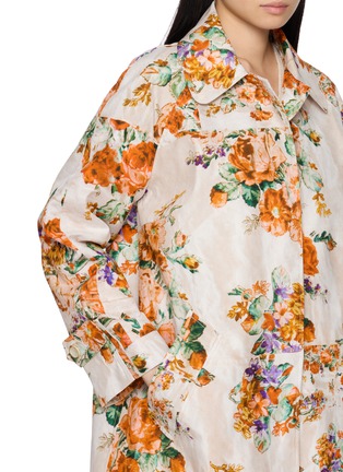  - BOKJA - Floral Rounded Collar Long Coat