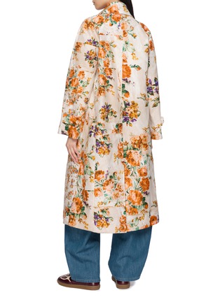 Back View - Click To Enlarge - BOKJA - Floral Rounded Collar Long Coat