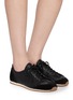 Figure View - Click To Enlarge - LEMAIRE - Gummy Grips Mixed Leather Low Top Women's Sneakers